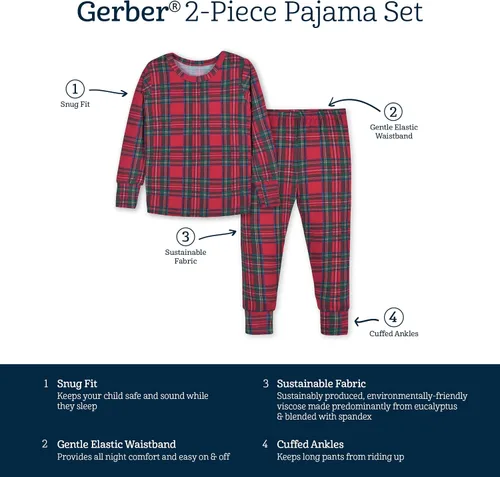 Miniatura 6 de Gerber Unisex Baby Toddler Buttery Soft 2-Piece Snug Fit Pajamas with Viscose Made from Eucalyptus