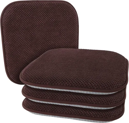 Miniatura 21 de Cojines para Sillas de Cocina Vino Rojo Antideslizantes de Espuma para Oficina, Cojines para Asientos Lavables, Almohadillas Gruesas y Suaves, Rojo