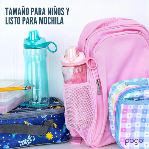 Miniatura 6 de Pogo Botella de agua de plástico tritán sin bisfenol A con tapa con pico de 18 onzas, color azul