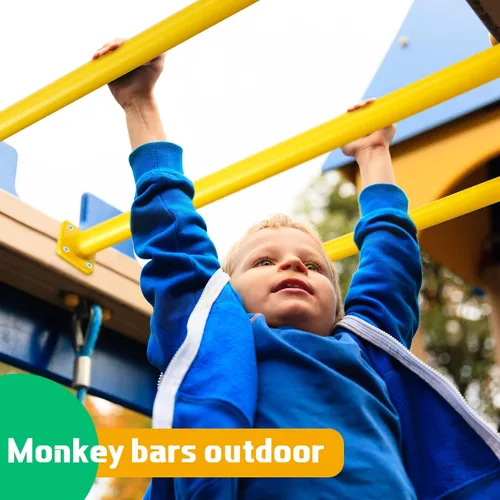 Miniatura 4 de Dunzy Juego de 12 barras de mono, accesorios para columpios, juego de peldaños de escalera, kit de herramientas de acero con tornillos para placas