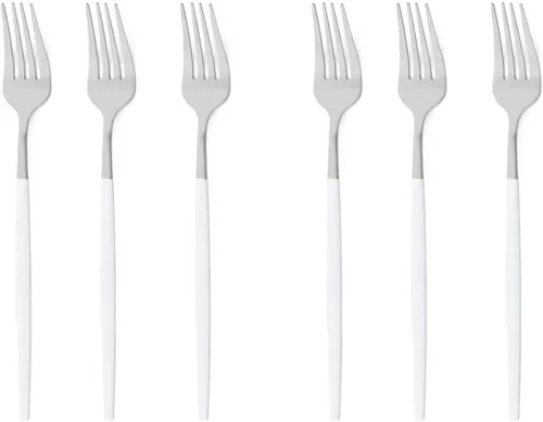 Miniatura 17 de Cubiertos de plata blanca pulida mate, diseño ligero, 36 piezas de acero inoxidable, juego de cubiertos de servicio para 6, incluyendo tenedores