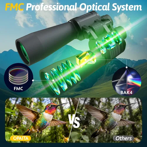 Miniatura 3 de Prismáticos HD de 20 x 60 para adultos de alta potencia con prisma BAK4 y lente FMC para visión clara con poca luz, binoculares de visión grande