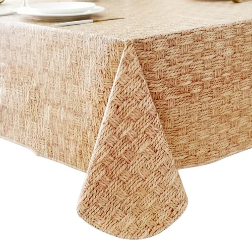 Miniatura 19 de Pioggia Mantel de vinilo con parte trasera de franela, impermeable, a prueba de aceite, mantel de PVC, cubierta de mesa de plástico lavable a prueba