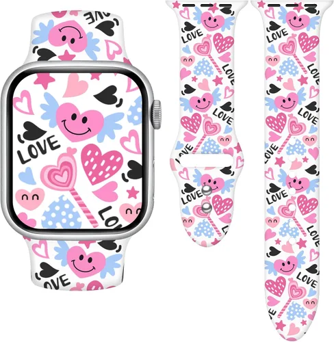 Miniatura 9 de Correa de reloj Holidays compatible con Apple Watch Series 11 10 9 8 7 6 5 4 3 Ultra SE para mujeres y hombres, correa de calabaza de silicona suave