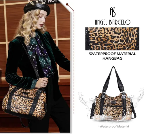 Miniatura 166 de Angel Barcelo - Bolsa de hombro amplia para mujer, diseño Hobo, cuero lavado