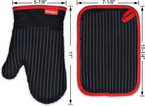 Miniatura 8 de Juego de guantes de horno y soportes para ollas, guantes de cocina resistentes al calor y soportes para ollas, juego de guantes de horno de silicona