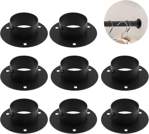 Miniatura 16 de Antrader Soporte de Barra de Armario de Acero Inoxidable de Alta Resistencia, 4 Piezas Soporte de Brida de Barra de Armario Soporte de Brida de Negro