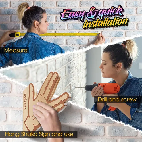 Miniatura 7 de Yes4All Estante único de madera para patineta, almacenamiento de longboard montado en la pared para decoración del hogar y organizador de garaje