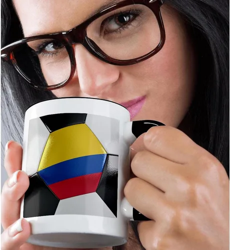 Miniatura 2 de 3dRose Colombia - Taza de fútbol (11 onzas), color negro