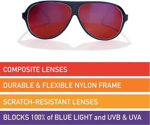 Miniatura 5 de Oficial Blublocker Azul Marino AzulBlanco Aviator anteojos de sol con lente de espejo azul