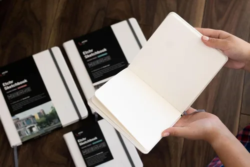Miniatura 3 de Etchr Cuaderno de bocetos cuadrado de 8 pulgadas, prensa en frío, 100% algodón, cuaderno de bocetos de tapa dura de 8 x 8 pulgadas con 52 páginas
