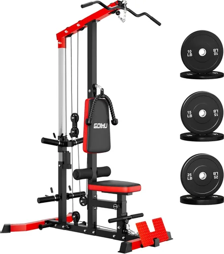 Miniatura 19 de LS01 Máquina de tracción LAT, máquina de cable para remo LAT con abdominales, torre LAT con accesorios de remo con cable, estaciones de polea 3 en 1