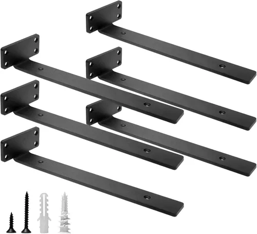 HITOMEN Soportes de estante flotantes resistentes, accesorios de estantes ocultos de 12 pulgadas (1/5 pulgadas de grosor), soportes L de hierro