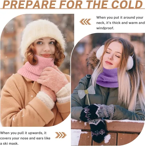Miniatura 2 de Calentador de Cuello de Invierno para Hombres y Mujeres, Polaina de Cuello de Forro Polar Tejido, Cubierta Facial a Prueba de Viento para Clima