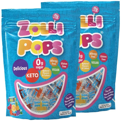 Zollipops Gabby's Dollhouse Clean Teeth Pops - Caramelos sin azúcar con xilitol, paletas sin colorantes, aptas para dieta cetogénica y diabética,