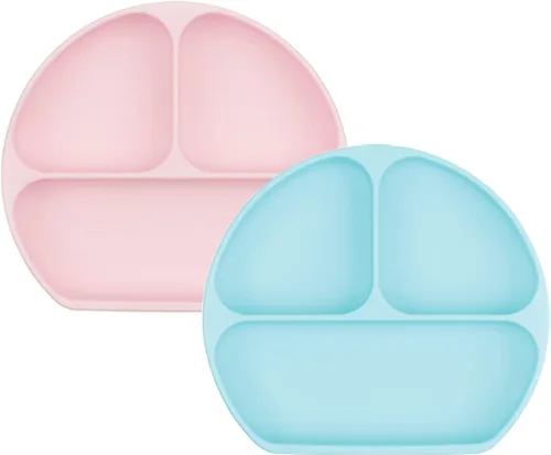 Miniatura 36 de Bumkins Plato de succión para niños pequeños y bebés, cubierta de plato con agarre dividido para bebés y niños, destete guiado por el bebé