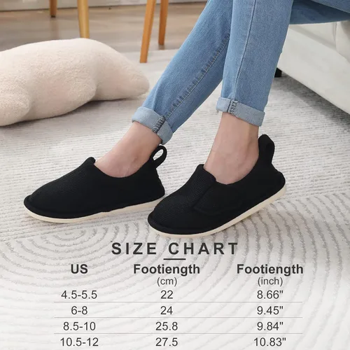 Miniatura 2 de IIITHREE Pantuflas de espuma viscoelástica suaves y ligeras para mujer con forro que absorbe la humedad, cierre ajustable y pantuflas de casa