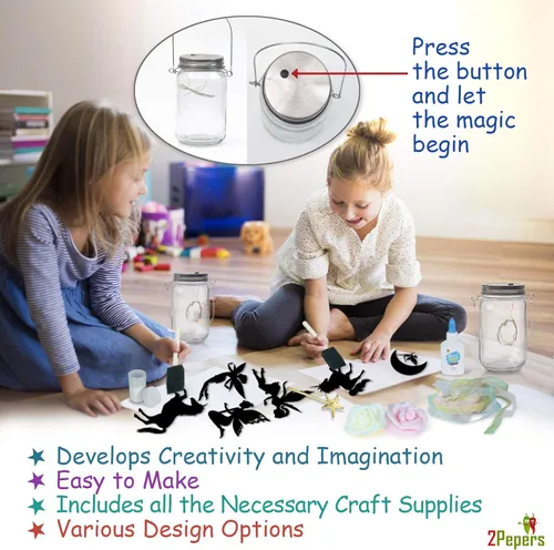 Miniatura 3 de 2Pepers Kit de Manualidades DIY de Luz Nocturna de Hadas y Unicornio (Paquete de 2), Frascos de Linterna de Hadas Artes y Manualidades para Niñas