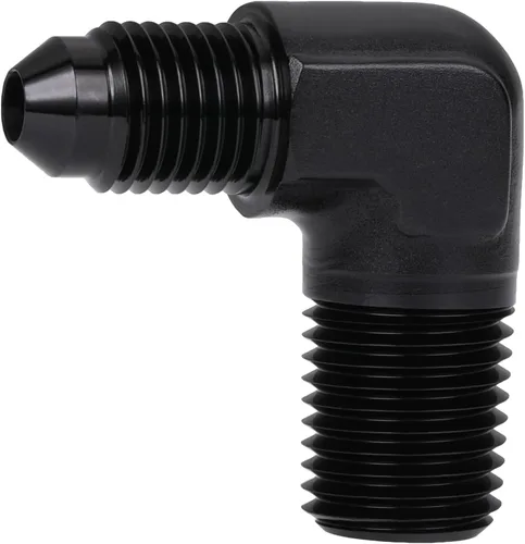 3AN macho Flare a 1/4 NPT tubo macho 90 grados codo adaptador unión aluminio negro