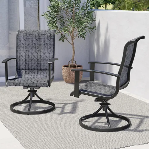 Grand patio Juego de 2 sillas de comedor giratorias para exteriores, juego de balancines de malla de 360 grados para terraza, jardín trasero,