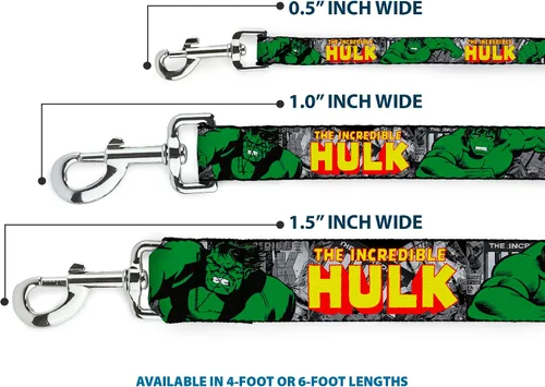 Miniatura 3 de Marvel Comics Correa para mascotas, correa para perro, la increíble acción de Hulk posa cómics apilados, 4 pies de largo 1.0 pulgadas de ancho