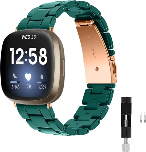 Miniatura 20 de Correa de reloj de resina compatible con Fitbit Versa 4/Sense 2/Versa 3/Sense 1, pulsera brazalete de moda ligera y ajustable de repuesto