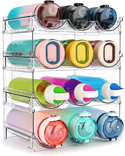 Miniatura 7 de spospo Organizador de botellas de agua para gabinete, organizador de almacenamiento de botellas de agua, 2 paquetes de estante de almacenamiento