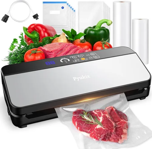 Máquina selladora al vacío, sellador de alimentos, selladores de vacío para alimentos, 80KPA, sellado automático 8 en 1, modo seco/húmedo con