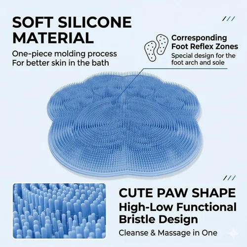 Miniatura 7 de Depurador de pies en ducha, tapete de silicona para pies de ducha, depurador de pies de silicona con ventosas, tapete de baño con gancho de Azul