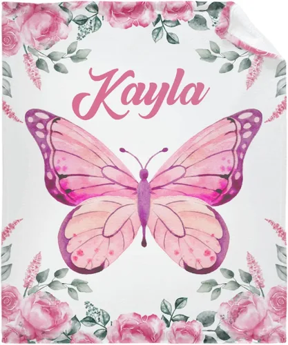 Miniatura 20 de Manta de mariposa personalizada con texto, manta de franela personalizada con nombre, para niños, perros y gatos, regalo de 30 x 40 pulgadas, XS