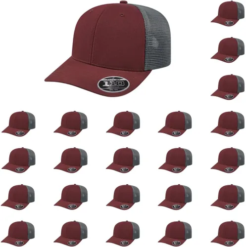 Miniatura 98 de Cap America i8502 Flexfit 110 Premium - Gorra de camionero de perfil medio con 6 paneles de malla trasera con protección UV y cierre ajustable Azul