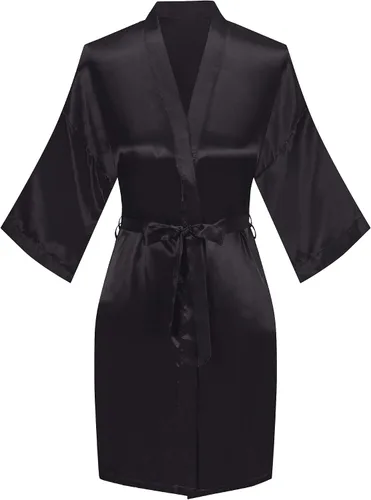 Miniatura 31 de Bata de boda para mujer, para novia, dama de honor, corta, de satén, kimono, batas de seda para prepararse, fiesta nupcial