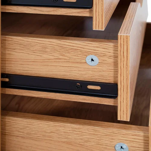 Miniatura 7 de Cajón de 5 cajones con gabinete de 2 estantes, negro, almacenamiento inteligente, perfilado con divisores ajustables, ruedas con cerradura