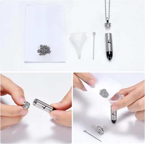 Miniatura 6 de Yinplsmemory Joyería de cremación para cenizas, medallón de ciervo y bala colgante de urna para cenizas, recuerdo de joyería conmemorativa
