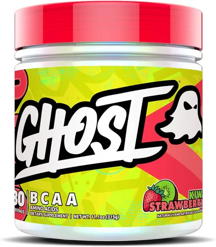 GHOST BCAA Polvo de Aminoácidos Suplemento, Kiwi Strawberry - 30 Porciones - Sin Azúcar Intra, Post y Pre Entrenamiento Polvo de Aminoácidos y
