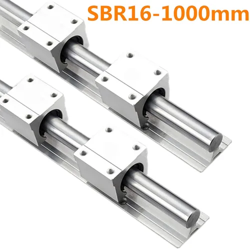 Miniatura 2 de 2 piezas de riel lineal de 39.370 in/39.4 pulgadas con 4 piezas SBR16UU Lineal Rodamiento deslizante Bloque CNC Piezas para varilla de eje