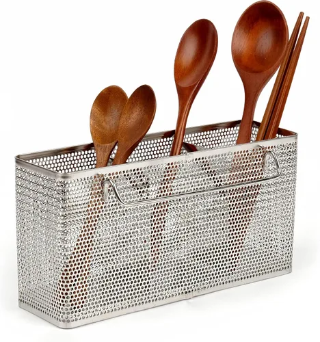 LENITH Soporte perforado para utensilios de cocina con ganchos, almacenamiento de acero inoxidable 304 para organizador, apto para lavavajillas