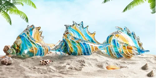 Miniatura 5 de EUSTUMA Adorno de figuras de caracolas de vidrio soplado a mano, adorno de animales marinos para decoración del hogar, colección de animales marinos