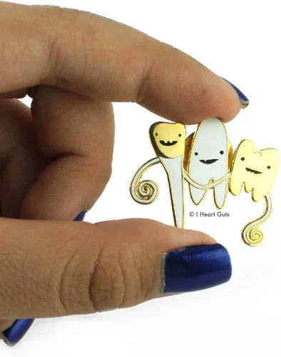 Miniatura 3 de Pin de solapa de dientes - Flossin' Ain't Just For Gangstas by I Heart Guts, Aluminio