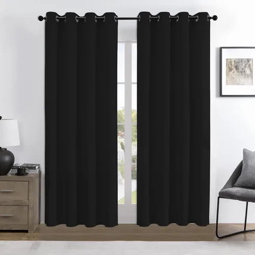 Miniatura 25 de Joydeco - Juego de 2 paneles de cortinas opacas de 63 pulgadas, 2 cortinas largas con aislamiento térmico burg, cortinas de oscurecimiento