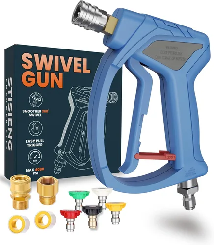 Miniatura 7 de Pistola de lavado a presión corta con giro de 360°, kit de pistola de lavado de alta presión con 5 puntas de boquilla, adaptadores M22-0.551 in