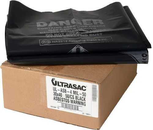 Miniatura 2 de Ultrasac Bolsa de asbesto de 33 galones de 4 mil, 30 x 40 pulgadas, 50 unidades, color negro (UL-ASB-4 MIL-50)