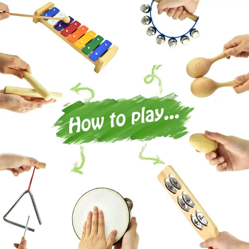 Miniatura 3 de Juego de instrumentos musicales para niños pequeños, instrumentos de percusión de madera, juguetes musicales, xilófono, maracas, huevo, pandereta