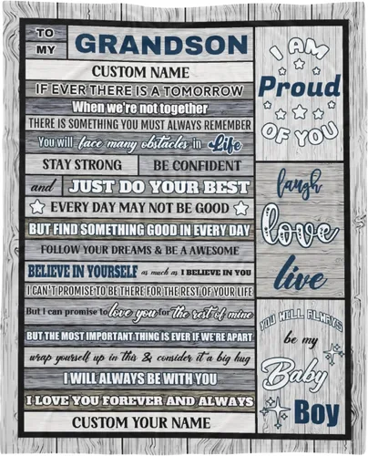 Miniatura 23 de Manta personalizada con nombre de nieto de la abuela y el abuelo de 40 x 50 pulgadas, regalo personalizado con nombre de niño, manta de baloncesto