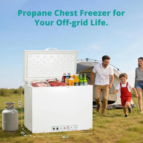 Miniatura 6 de SMETA Congelador de propano Congelador de gas Congelador de pecho de absorción de gas propano LPG de 110 V para RV fuera de la red, 7.1 pies