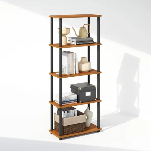 Miniatura 35 de Furinno Turn-N-Tube Estantes de almacenamiento, estante esquinero de 4 niveles, estante de exhibición de montaje sin herramientas, estantería