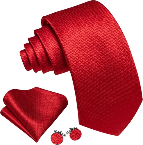 Miniatura 109 de Barry.Wang Juego de corbatas para hombre, corbata de seda a rayas, tejido a cuadros, gemelos formales, negocios, boda