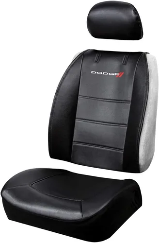 Miniatura 2 de Plasticolor 008595R01 Dodge Logo - Funda de asiento universal de 3 piezas sin laterales con reposacabezas para automóvil, camión o SUV, color negro