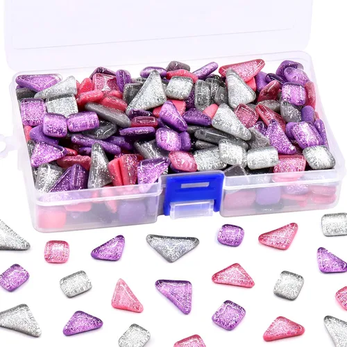 Swpeet Kit surtido de azulejos de mosaico de 1 libra de colores mezclados de colores brillantes, azulejos de mosaico auténticos cuadrados y Azulejos