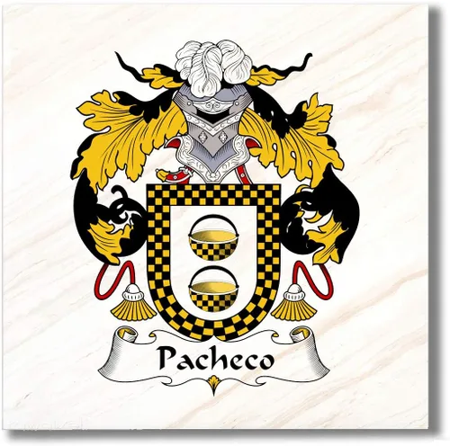Miniatura 3 de Carpe Diem Designs Pacheco Family Crest/Coat of Arms Ceramic Tile for Coaster, Hot Plate, Trivet or Decorative Accent
